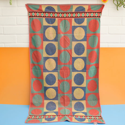 Vintage 1980s Cotton Bath Towel - Circles by Pineapple Retro