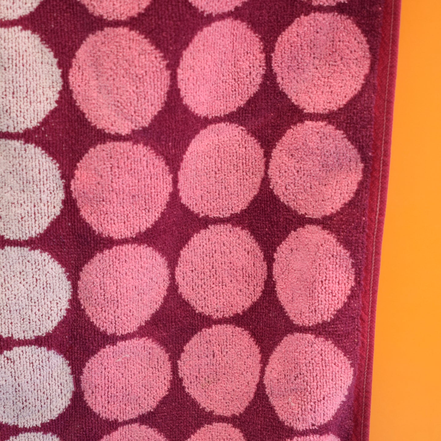 Vintage 1970s Cotton Large Hand Towel - Pink by Pineapple Retro