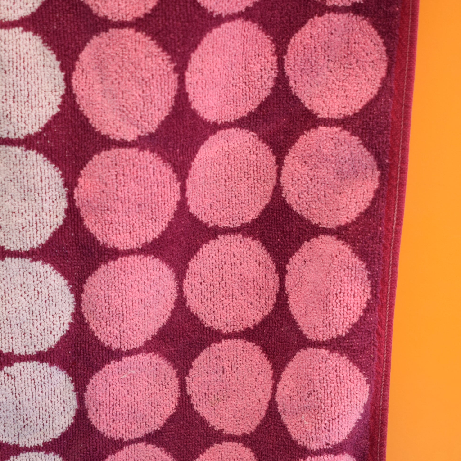 Vintage 1970s Cotton Large Hand Towel - Pink by Pineapple Retro
