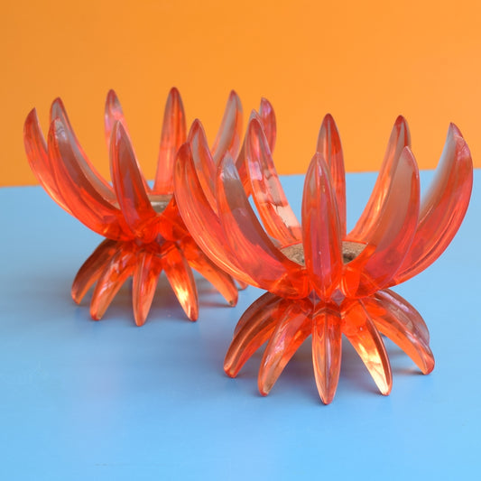 Vintage 1960s Plastic Spike Candle Holders - Orange by Pineapple Retro