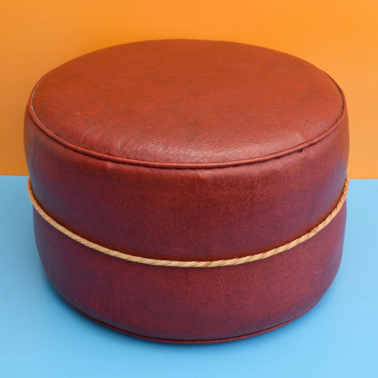 Vintage 1960s Round Footstool / Pouffe - Red