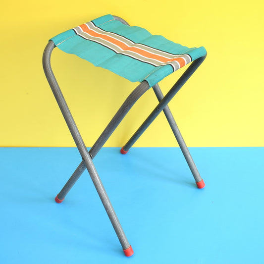Vintage 1960s Striped Nylon Folding Stool