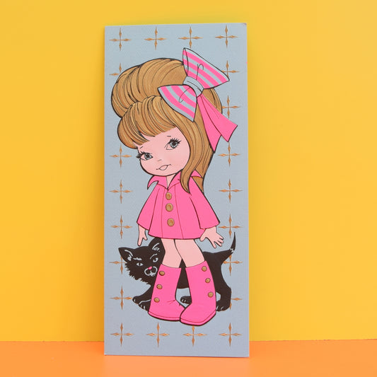 Vintage 1970s Greeting Card - American - Girl With Black Cat