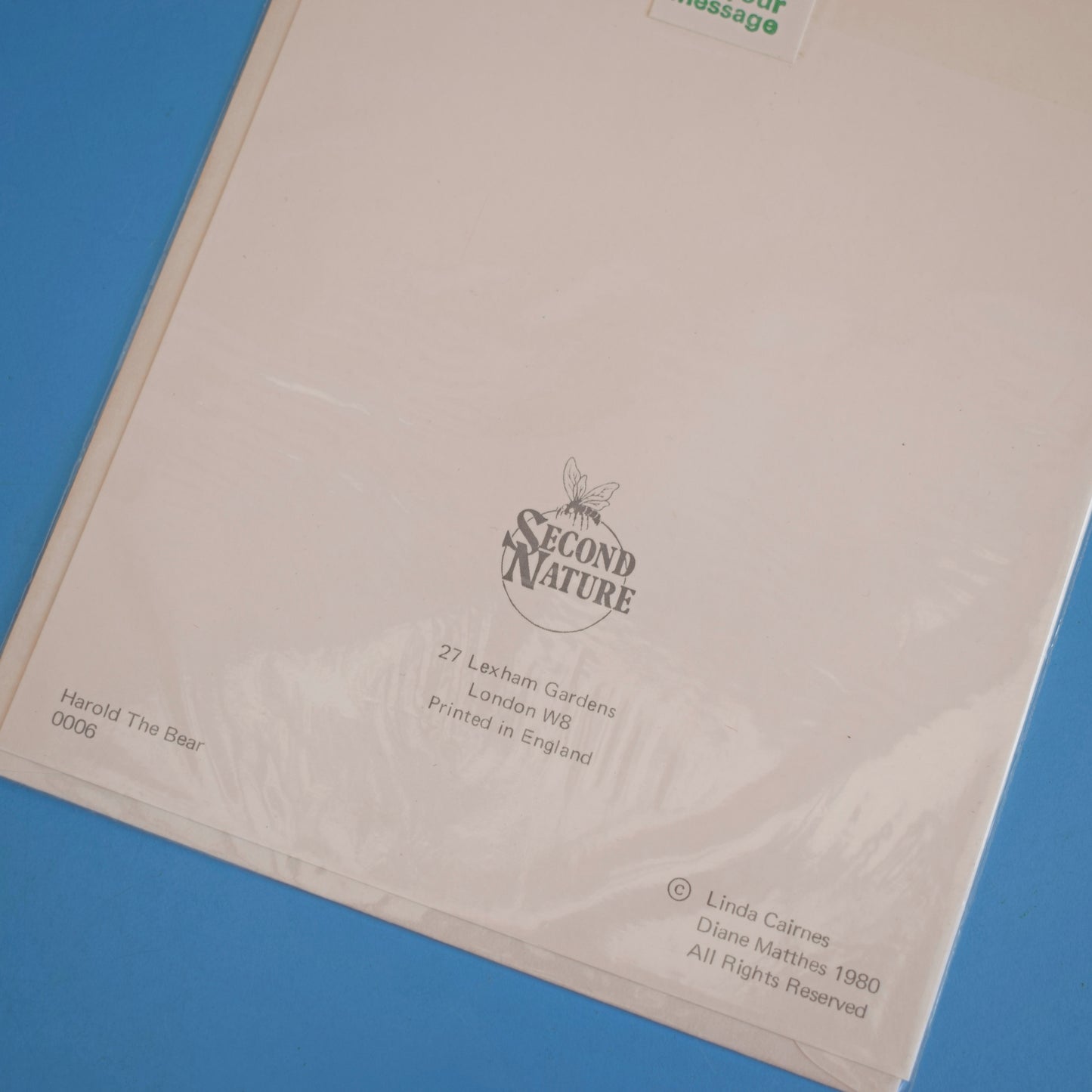 Vintage 1980s Greeting Card - Bear Umbrella