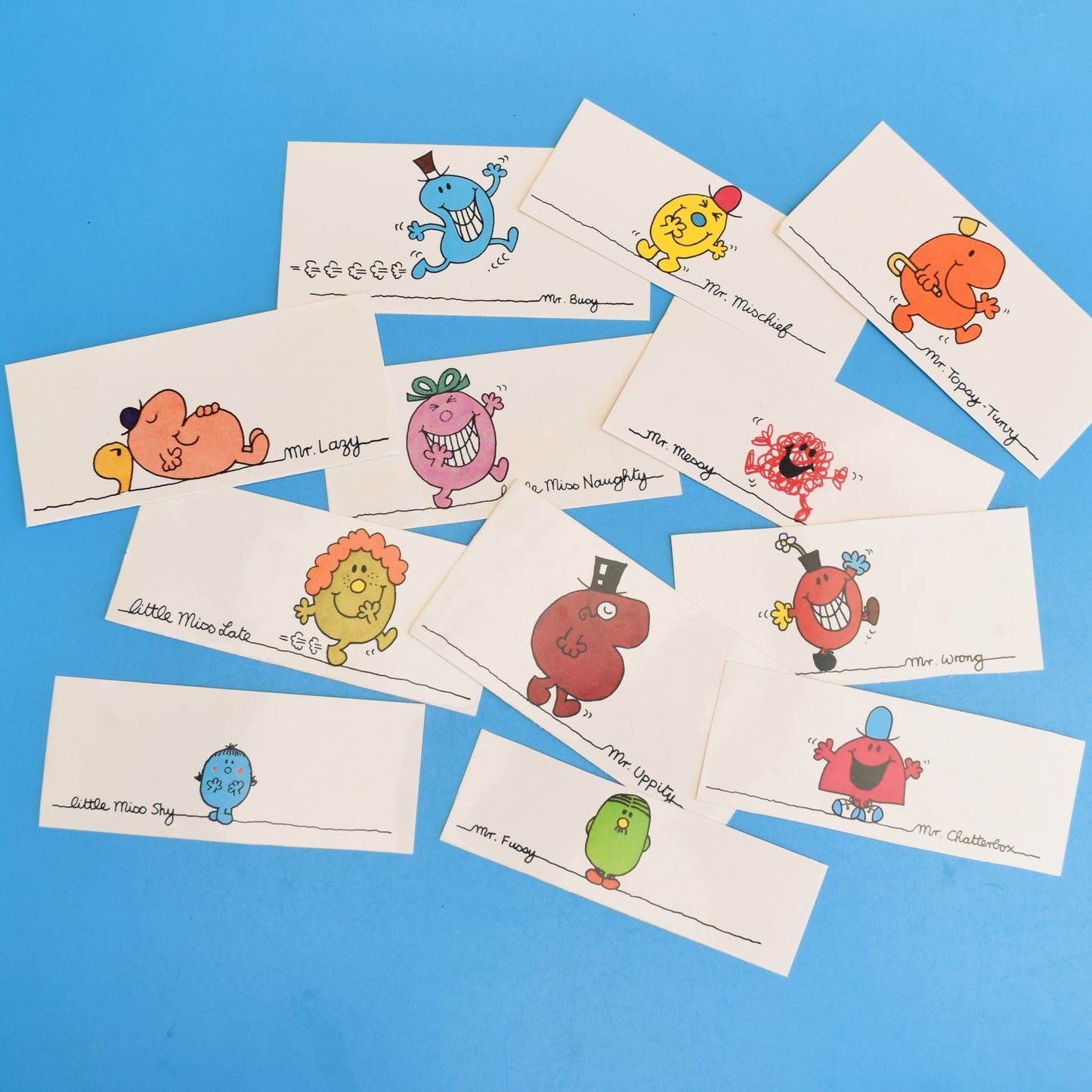 Vintage 1980s Card Gift Tags/ Craft - Mr Men by Pineapple Retro