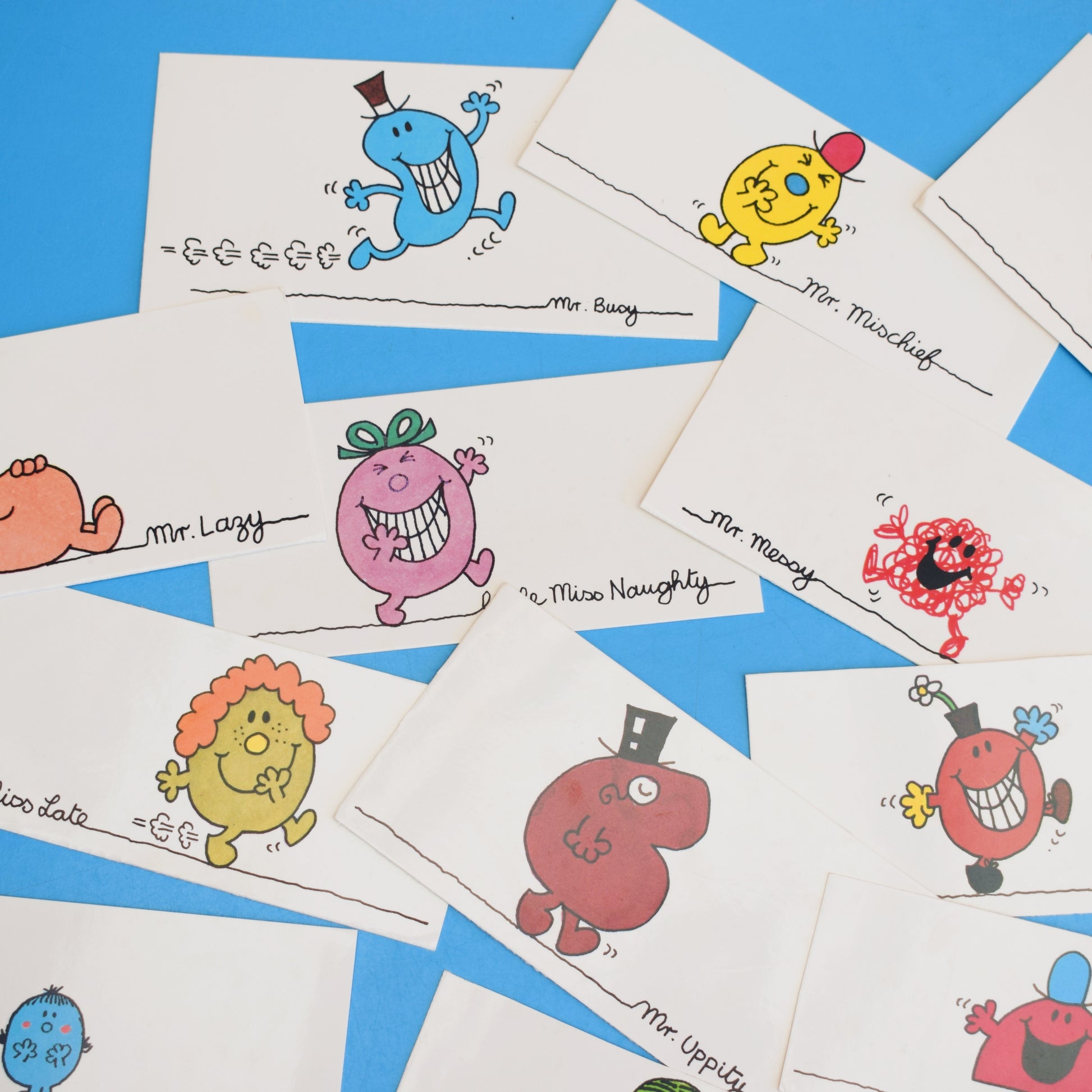 Vintage 1980s Card Gift Tags/ Craft - Mr Men by Pineapple Retro