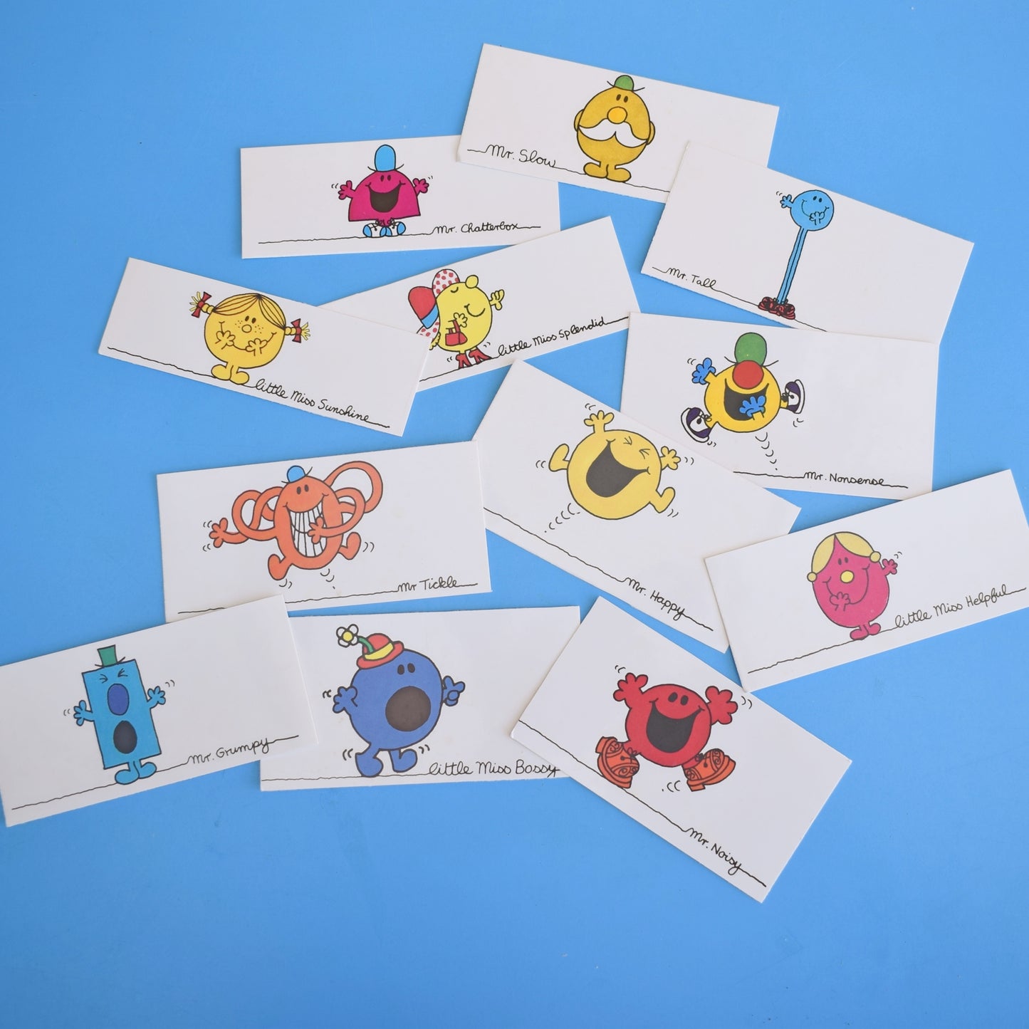 Vintage 1980s Card Gift Tags/ Craft - Mr Men by Pineapple Retro