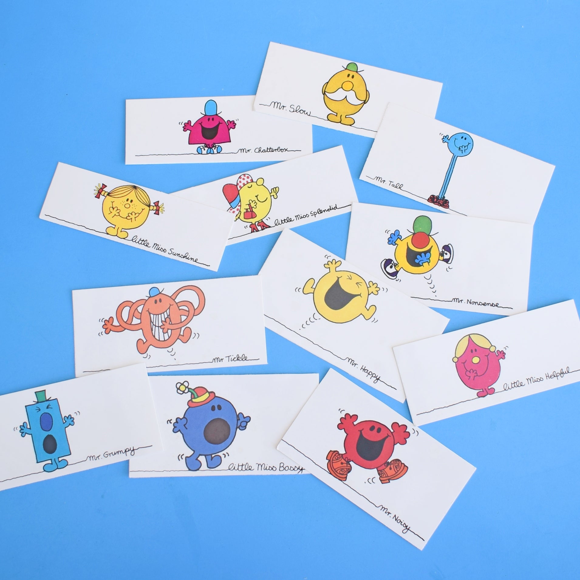 Vintage 1980s Card Gift Tags/ Craft - Mr Men by Pineapple Retro