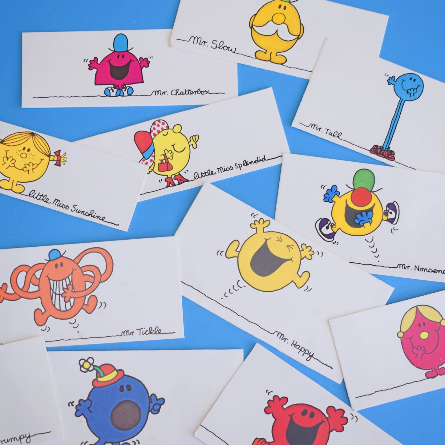 Vintage 1980s Card Gift Tags/ Craft - Mr Men by Pineapple Retro