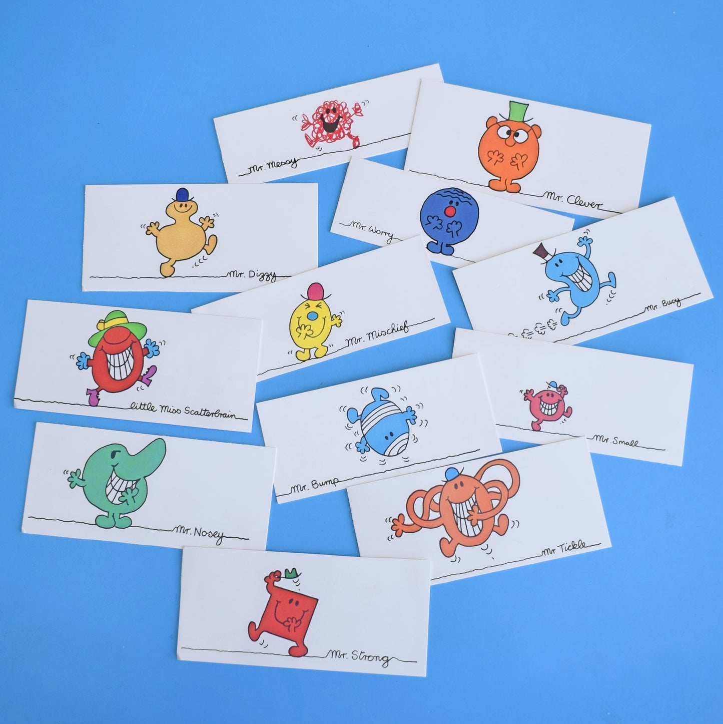 Vintage 1980s Card Gift Tags/ Craft - Mr Men by Pineapple Retro