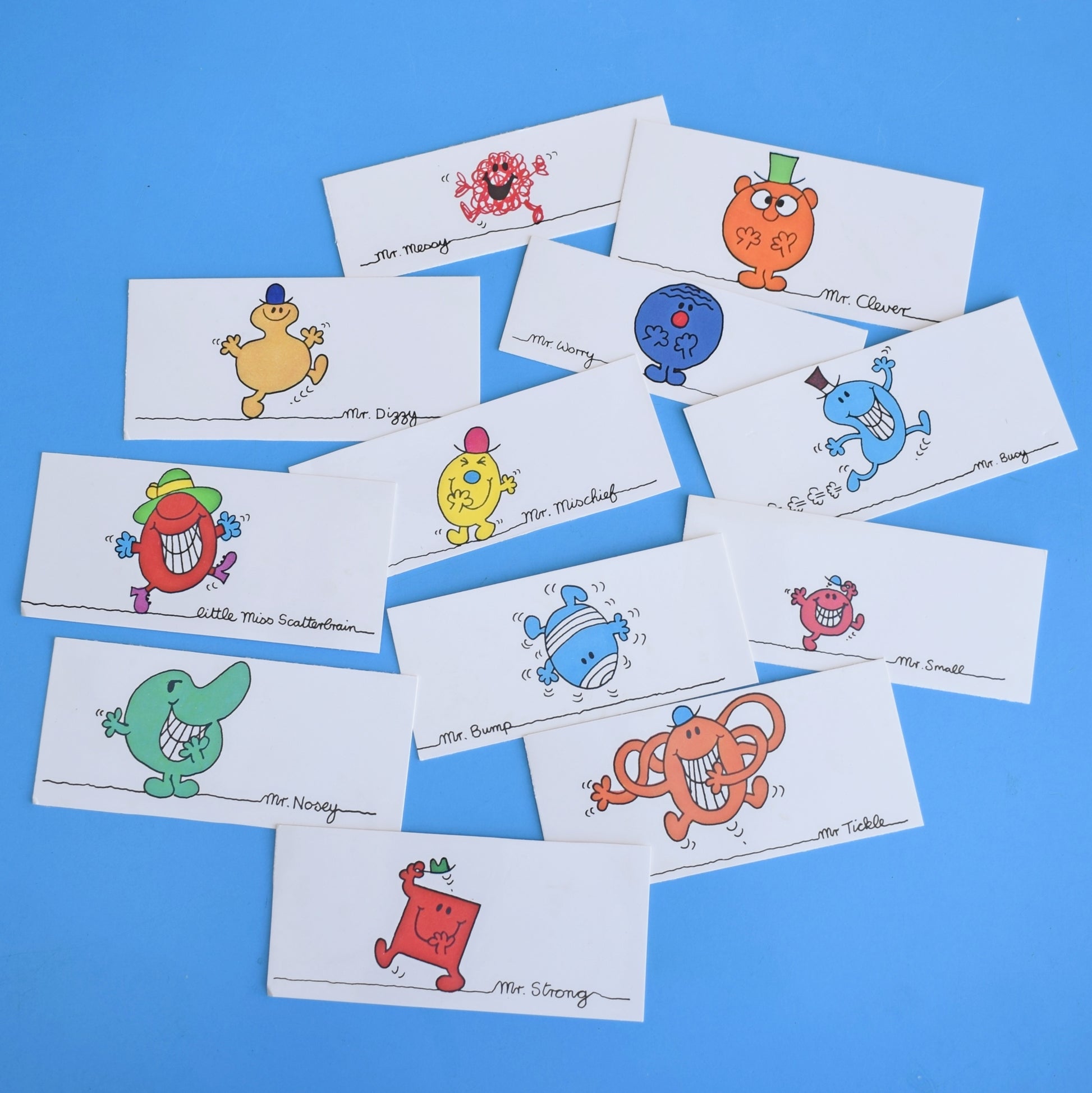 Vintage 1980s Card Gift Tags/ Craft - Mr Men by Pineapple Retro