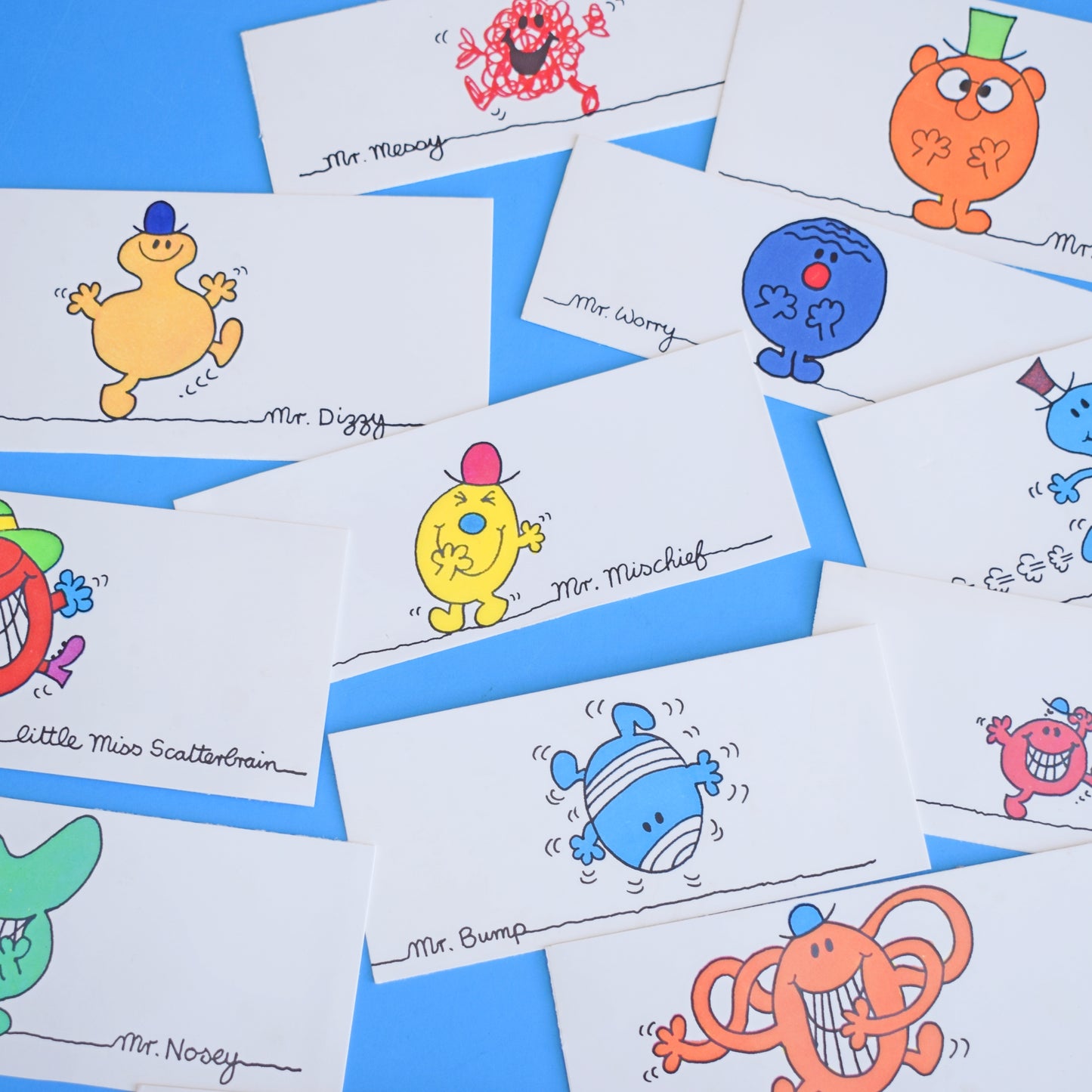 Vintage 1980s Card Gift Tags/ Craft - Mr Men by Pineapple Retro