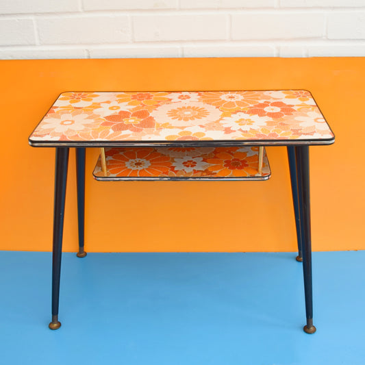 Vintage 1960s Coffee Table - Orange Flower