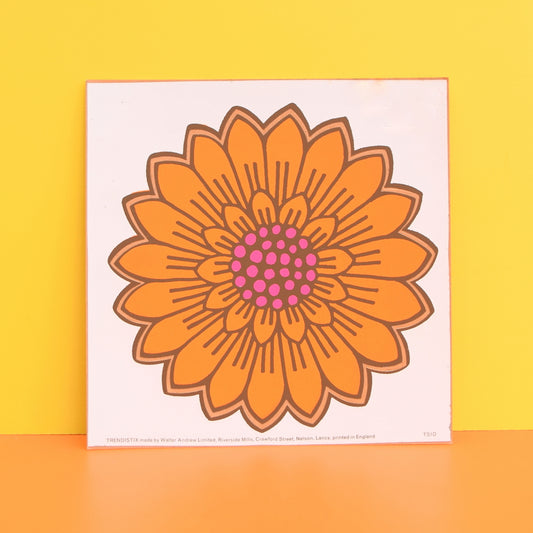 Vintage 1970s Sticker - by Jan Pienkowski - Smaller Flower Design, Orange