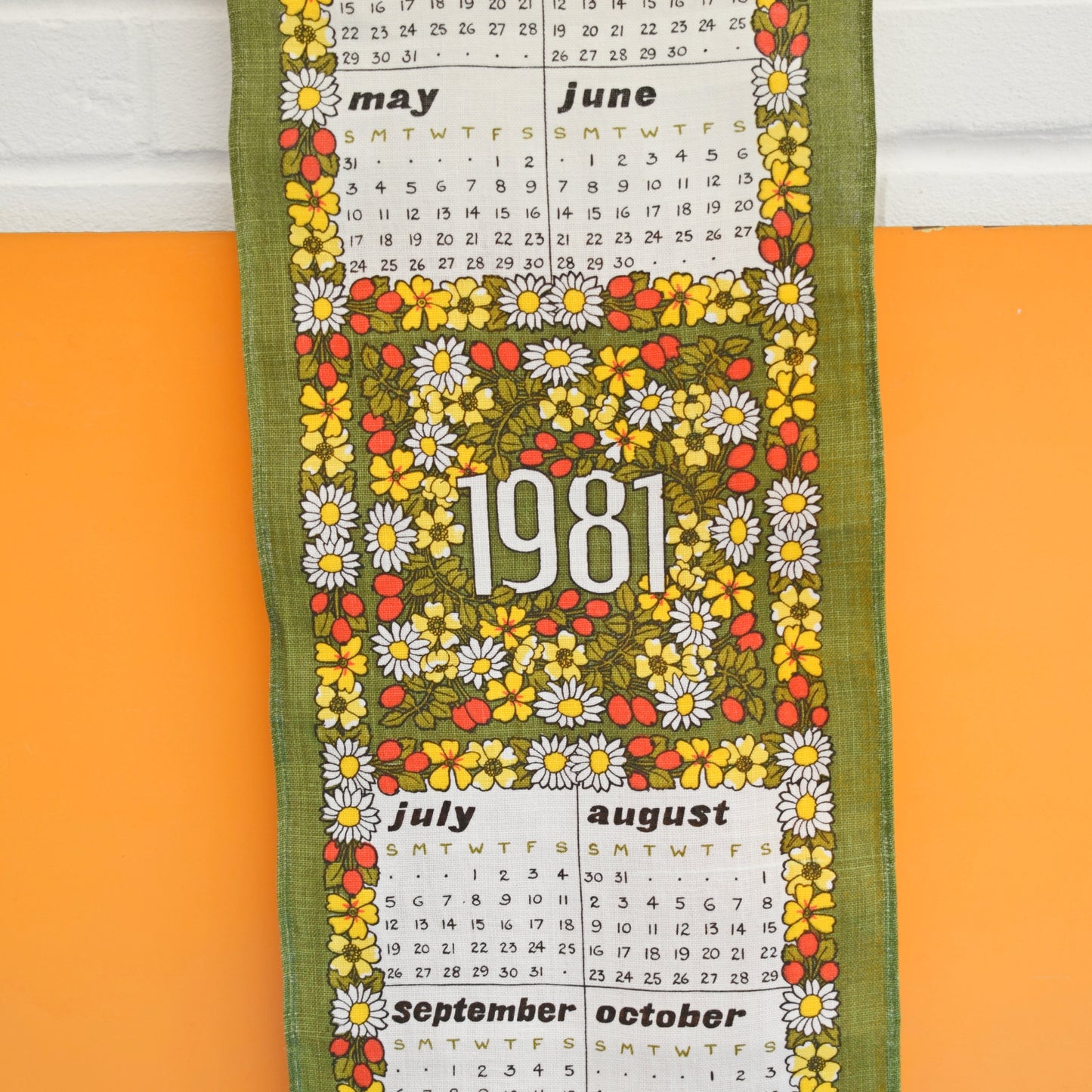 Vintage 1980s Calendar Hanging - Flowers by Pineapple Retro