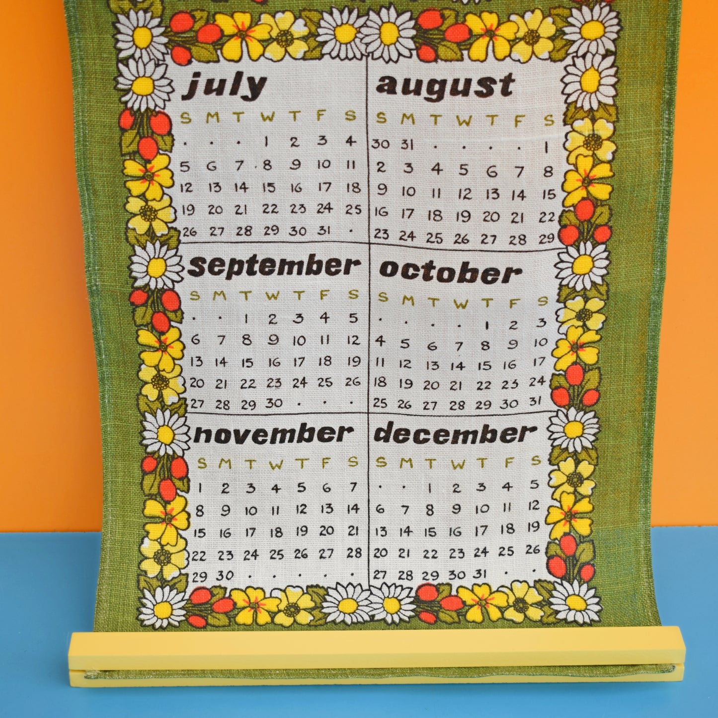 Vintage 1980s Calendar Hanging - Flowers by Pineapple Retro