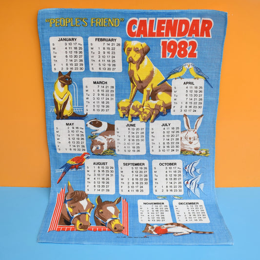 Vintage 1980s Tea Towel - People's Friend Calendar by Vintage