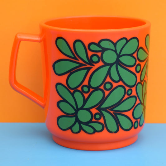 Vintage 1970s Plastic Cups / Mugs - Orange x2