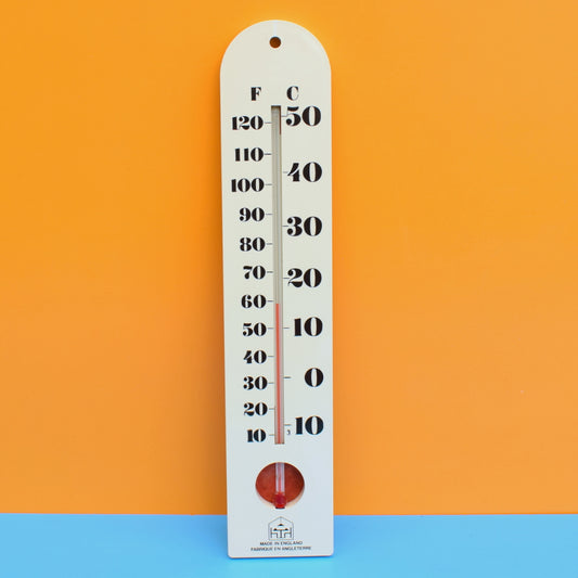 Vintage Large 1970s Habitat Thermometer - White Plastic by Vintage