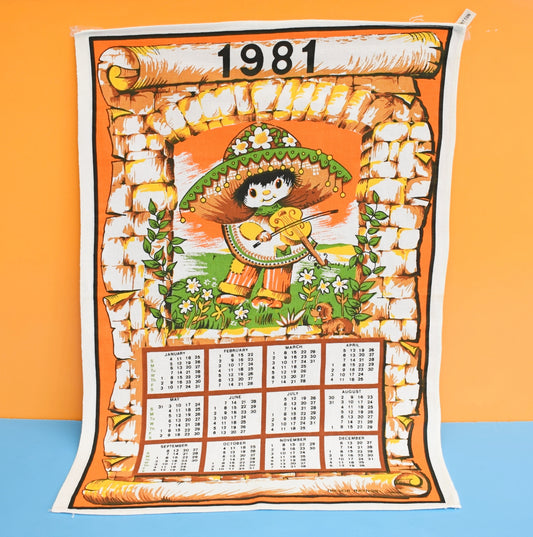 Vintage 1980s Tea Towel - 1981 Calendar