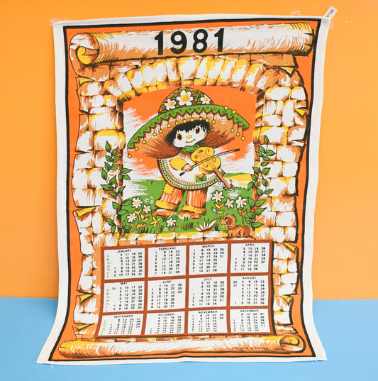 Vintage 1980s Tea Towel - 1981 Calendar by Vintage