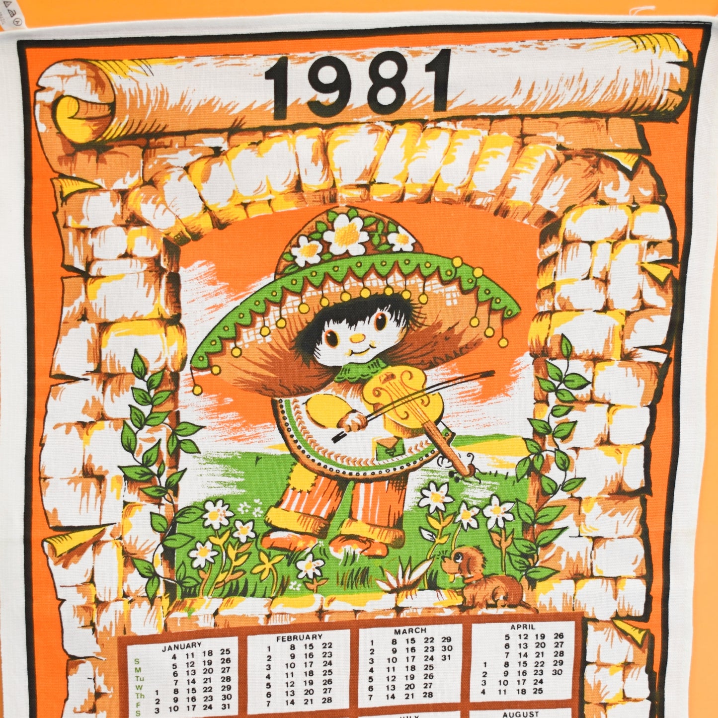 Vintage 1980s Tea Towel - 1981 Calendar