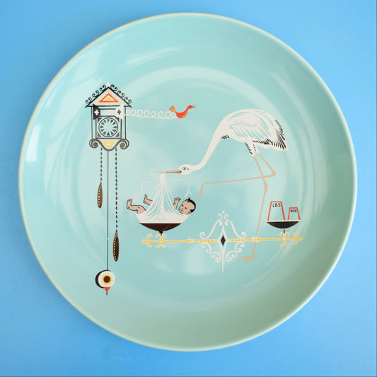 Vintage 1960s Wade China Birth Plate- Turq