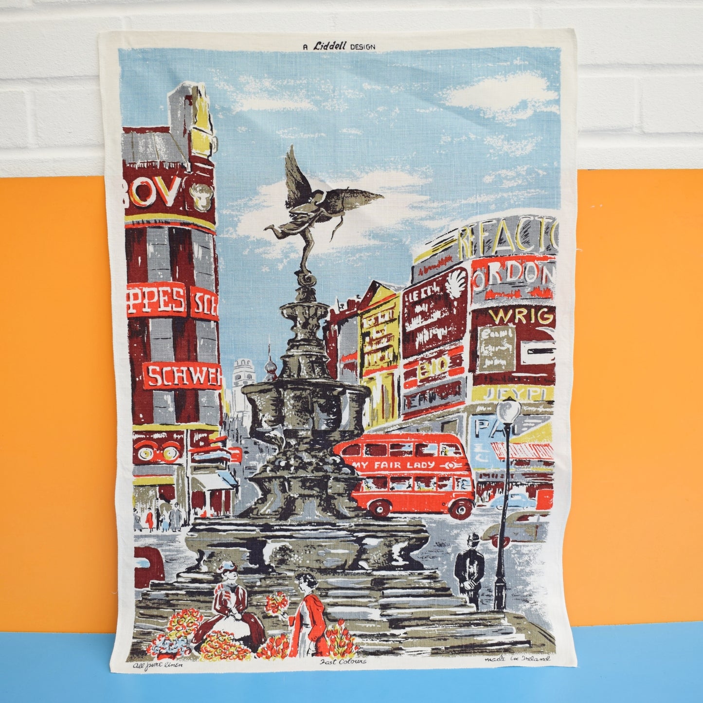 Vintage 1960s Tea Towel - london/ My Fair Lady