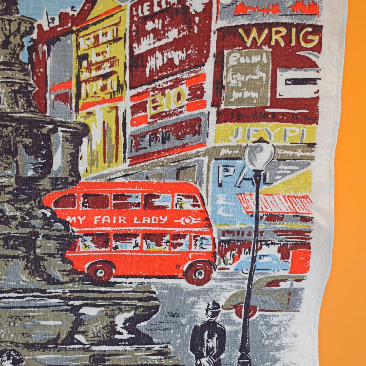 Vintage 1960s Tea Towel - london/ My Fair Lady