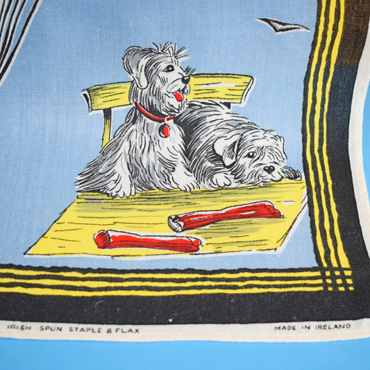 Vintage 1960s Tea Towel - Terrier Dogs by Vintage