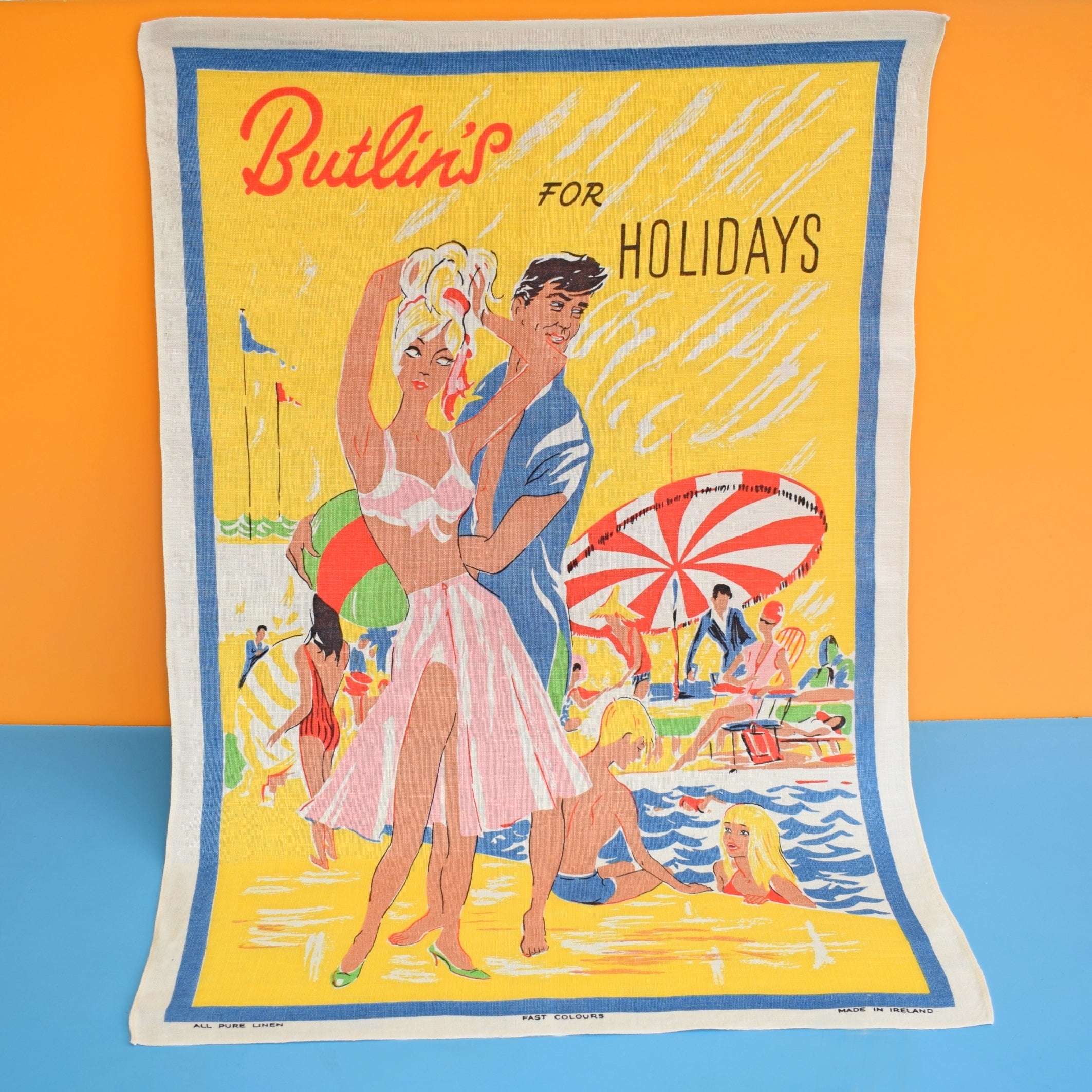 Vintage 1960s Cotton Tea Towel - Butlins - Rare – Pineapple Retro
