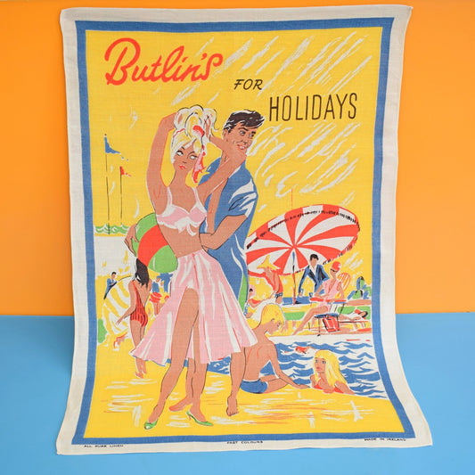 Vintage 1960s Cotton Tea Towel - Butlins - Rare by Pineapple Retro