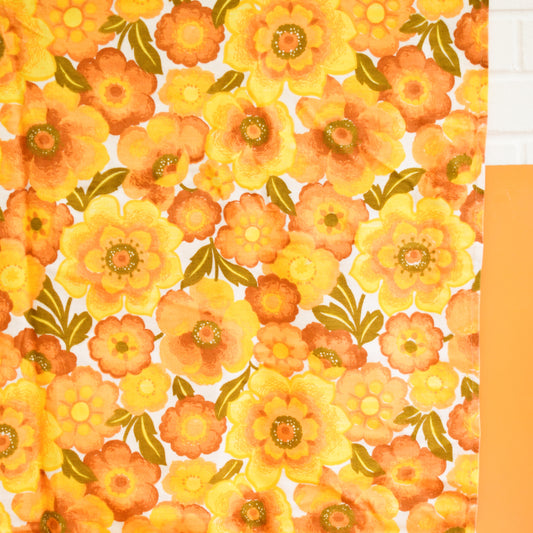 Vintage 1960s Curtains - Flower Power -Yellow & Orange