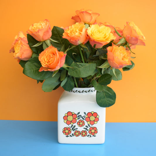 Vintage 1960s Taunton Vale Jar/ Vase - Flower Power - Orange