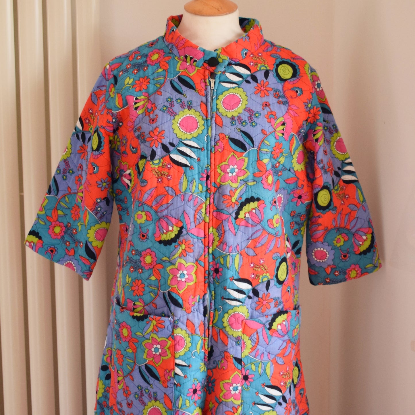 Vintage 1970s Padded Jumpsuit - Psychedelic Print - Uk 14 by Pineapple Retro