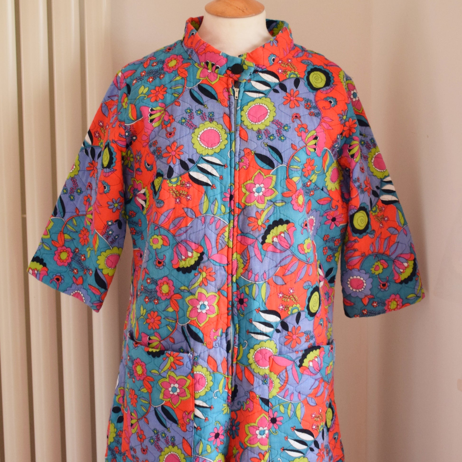 Vintage 1970s Padded Jumpsuit - Psychedelic Print - Uk 14 by Pineapple Retro
