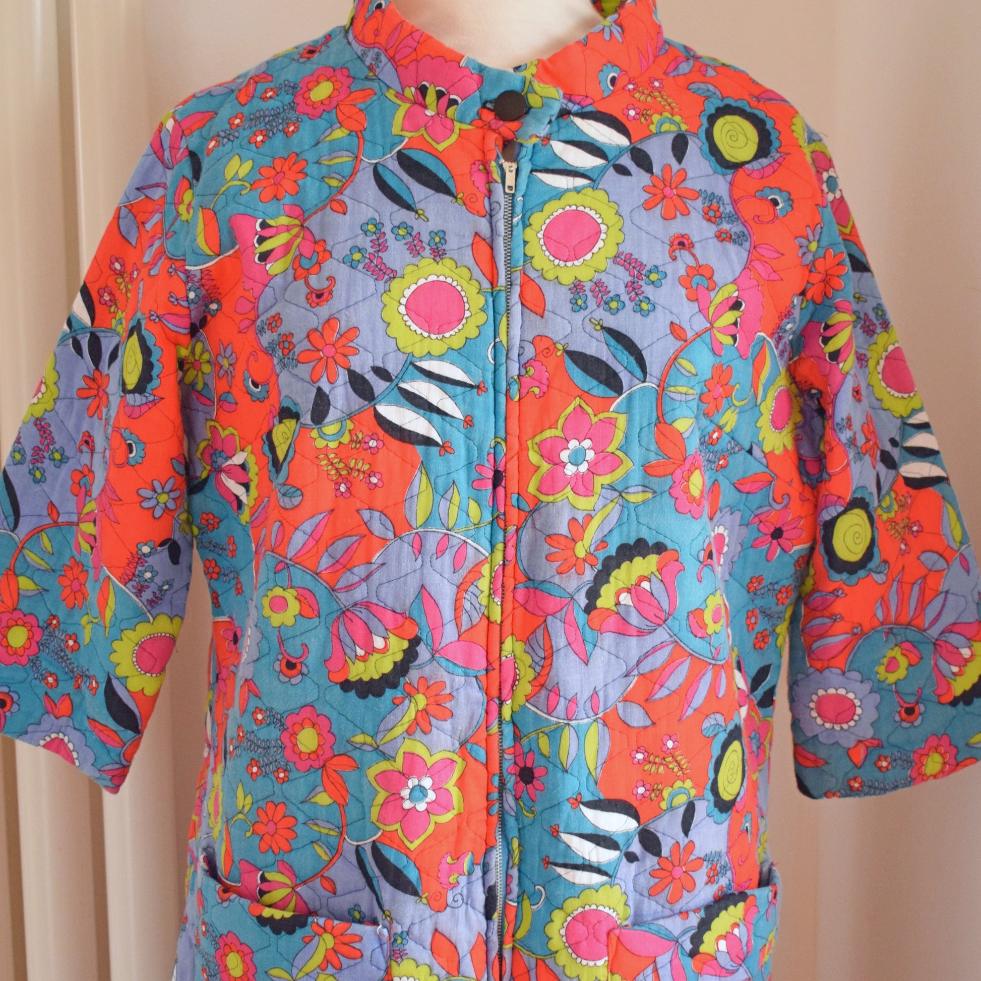 Vintage 1970s Padded Jumpsuit - Psychedelic Print - Uk 14 by Pineapple Retro