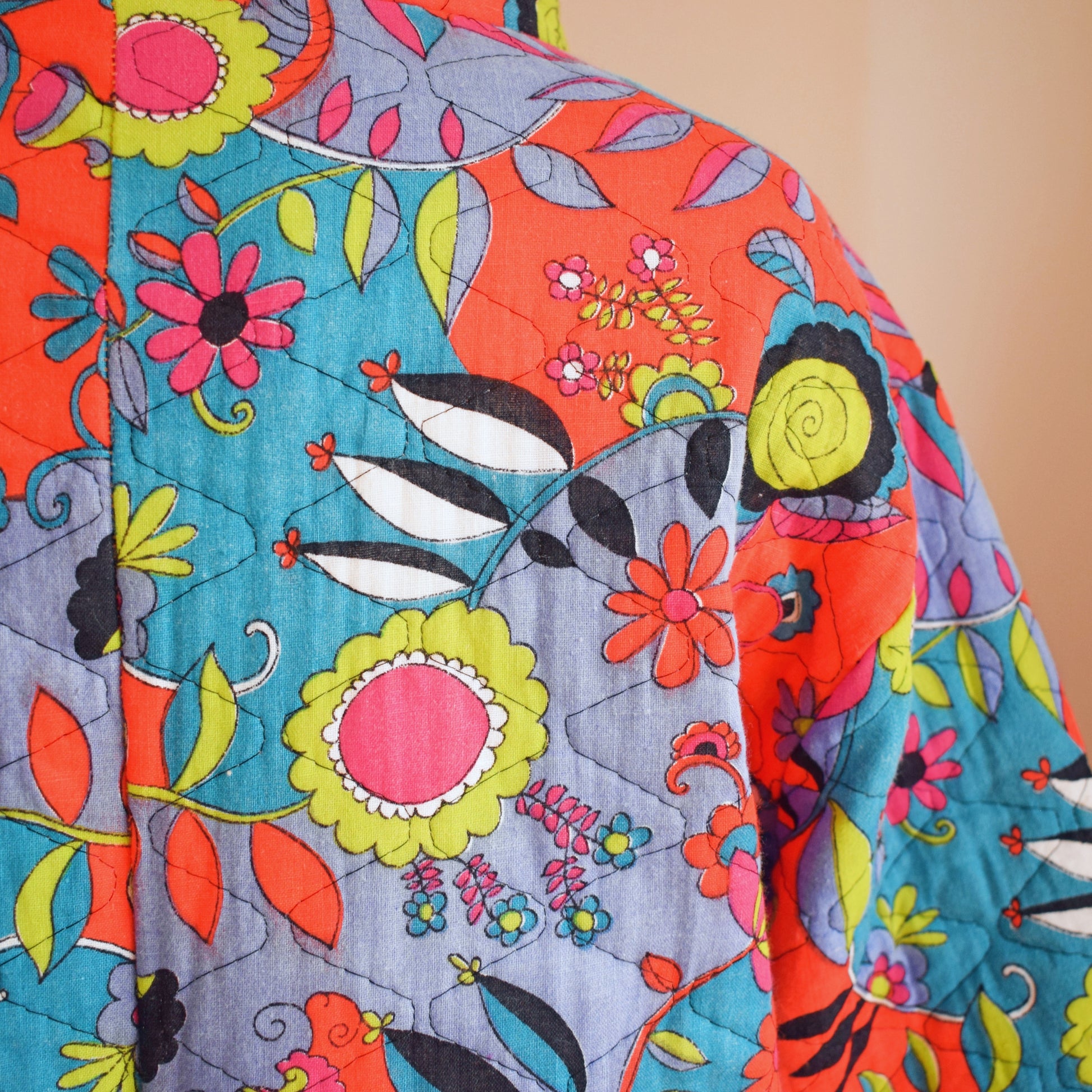 Vintage 1970s Padded Jumpsuit - Psychedelic Print - Uk 14 by Pineapple Retro