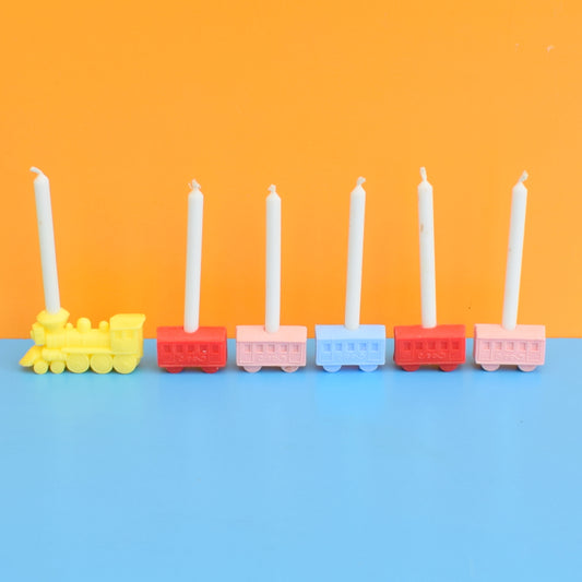 Vintage 1960s Plastic Cake Candle Holders - Gnome / Train by Pineapple Retro