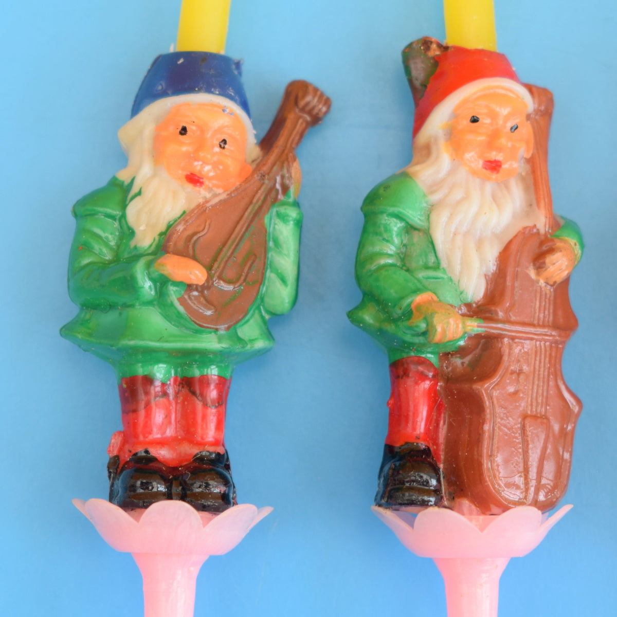 Vintage 1960s Plastic Cake Candle Holders - Gnome / Train