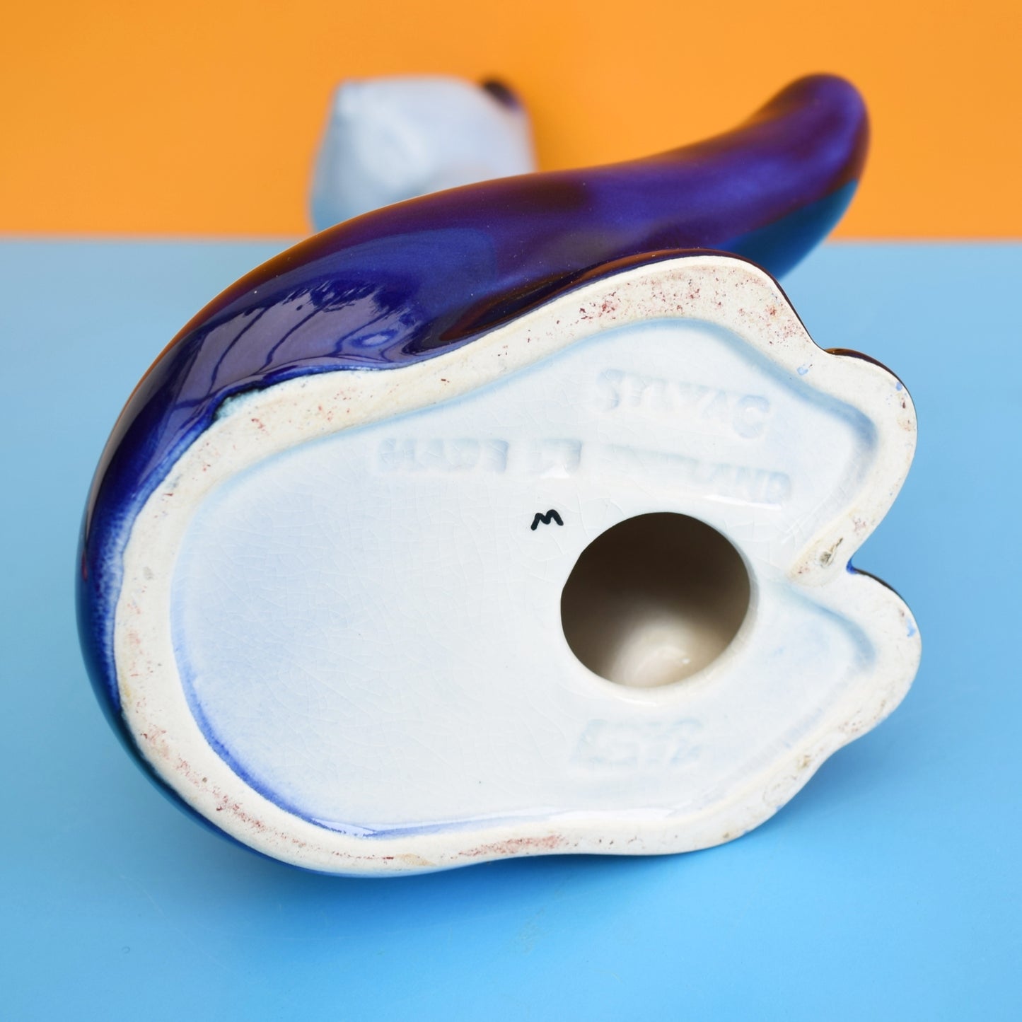 Vintage 1960s Ceramic Cat - Sylvac - Blue by pineapple retro