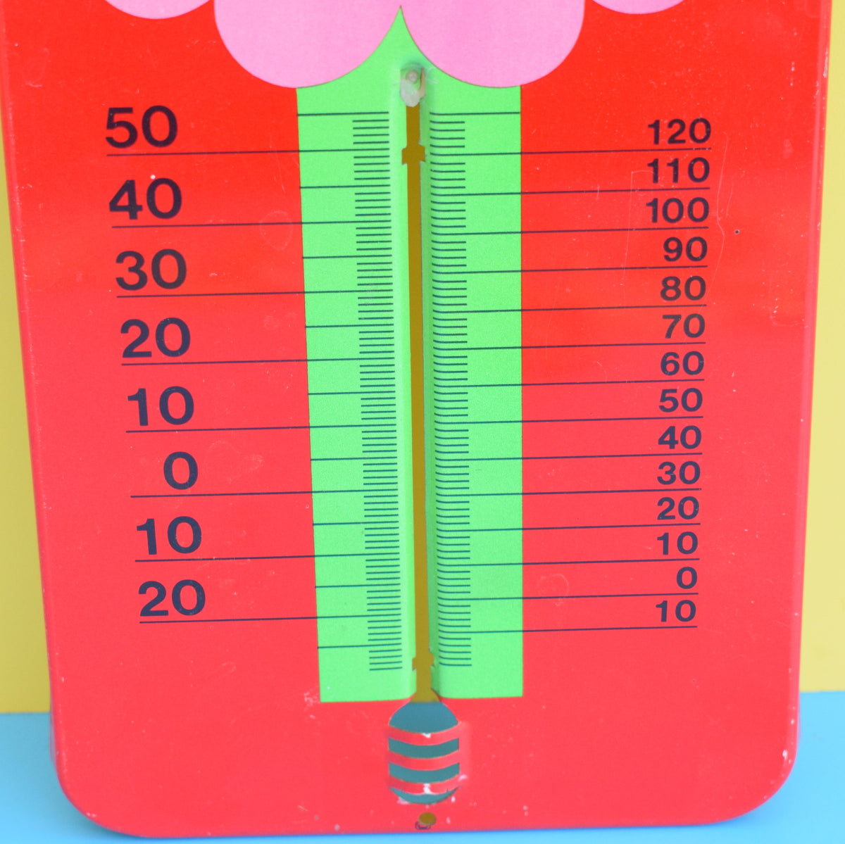 Vintage 1970s Laurids Lonborg Flower Power Thermometer - Pink & Red
