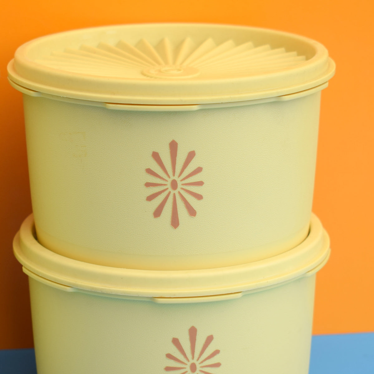 Vintage 1970s Tupperware Fan Top Containers - Yellow