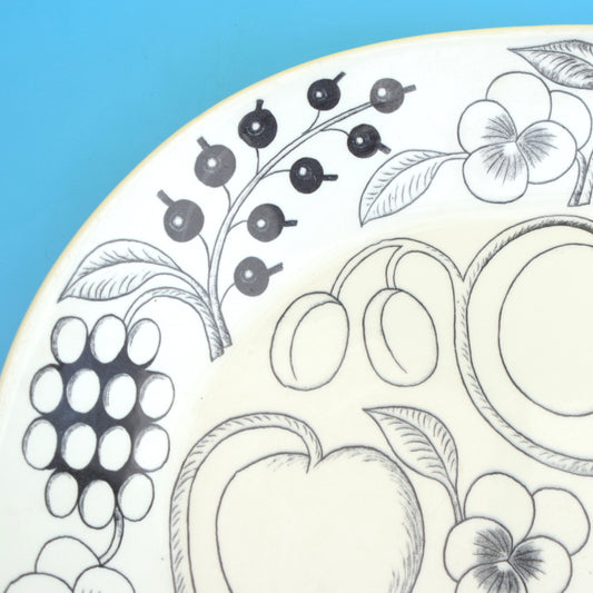 Vintage 1980s Arabia Paratiisi Large Oval Plate / Meat Platter - Black & White