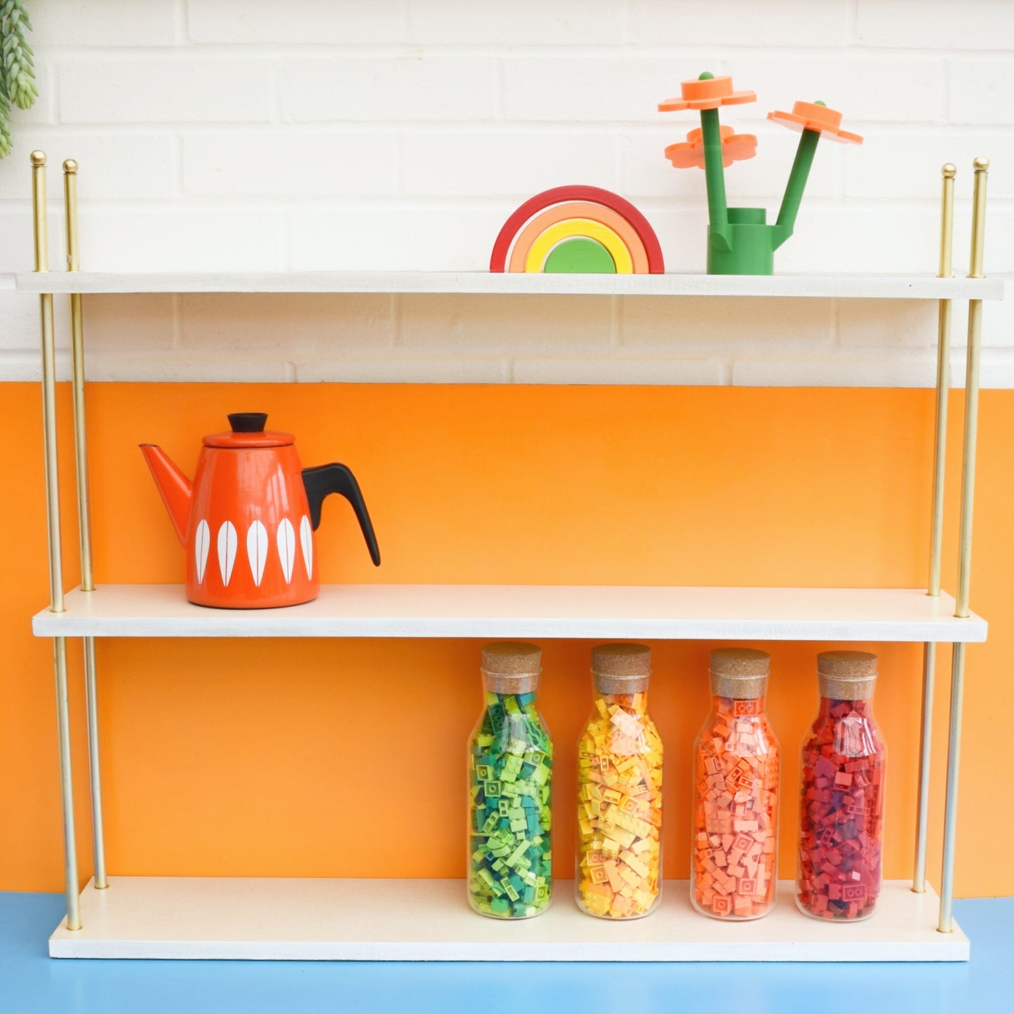 Vintage 1950s Shelving Unit - Sunny Yellow/ Beige Formica by Pineapple Retro