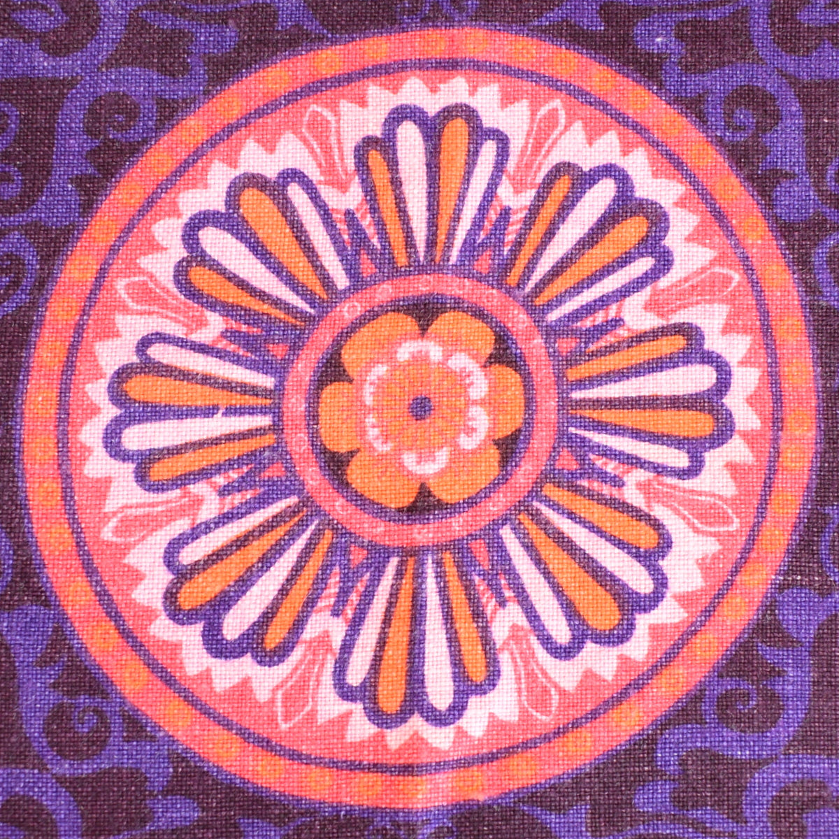 Vintage 1970s Fabric Placemat Pair - Flower Power - Pink