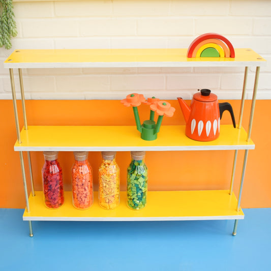 Vintage 1950s Shelving Unit - Sunny Yellow/ Beige Formica by Pineapple Retro
