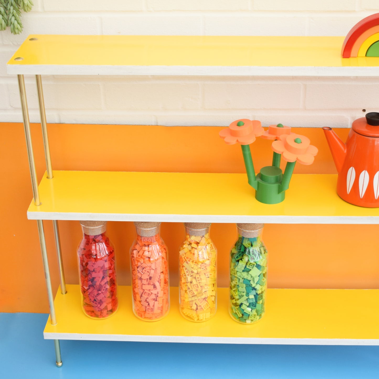 Vintage 1950s Shelving Unit - Sunny Yellow/ Beige Formica by Pineapple Retro