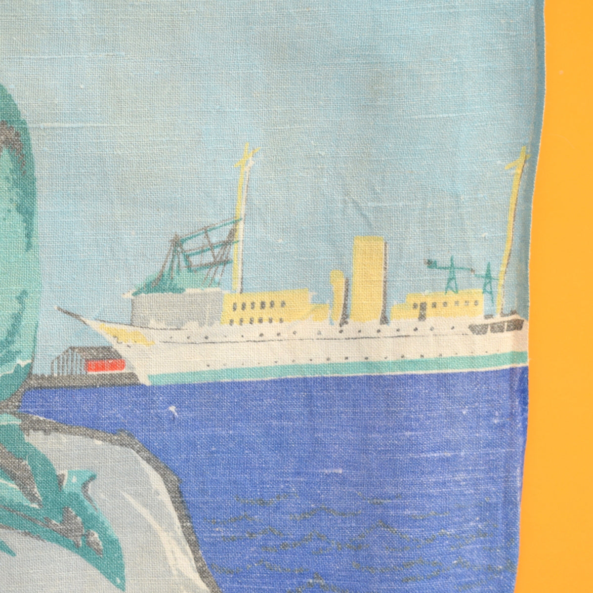 Vintage 1950s Tea Towel - Copenhagen Mermaid /Cape Wine by Vintage
