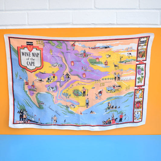 Vintage 1950s Tea Towel - Copenhagen Mermaid /Cape Wine by Vintage